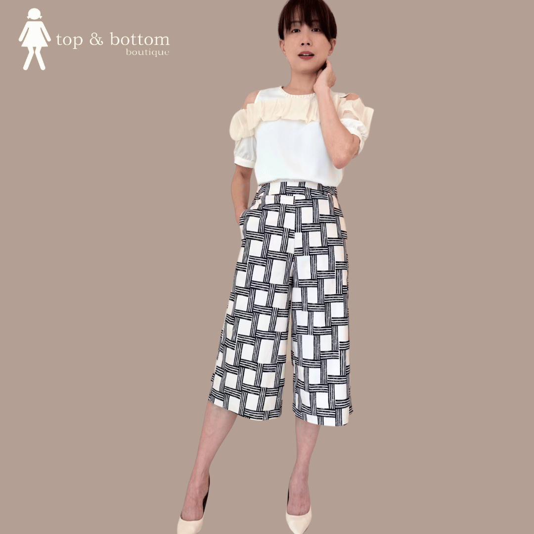 CHECKED PRINTED WIDE LEG PANT