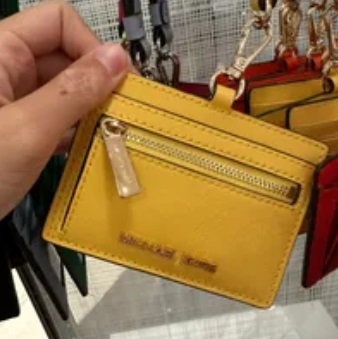 [S] MICHAEL KORS 35S3GTVD3L JET SET TRAVEL LEATHER EW ID CARD CASE LANYARD,DAFFODIL, 196163774602 (SMK527)