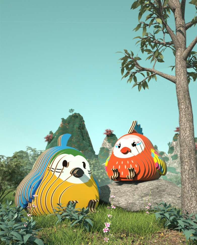 【只想造物】立體紙製拼圖鸚鵡款(4.6*4.6cm)-7款入