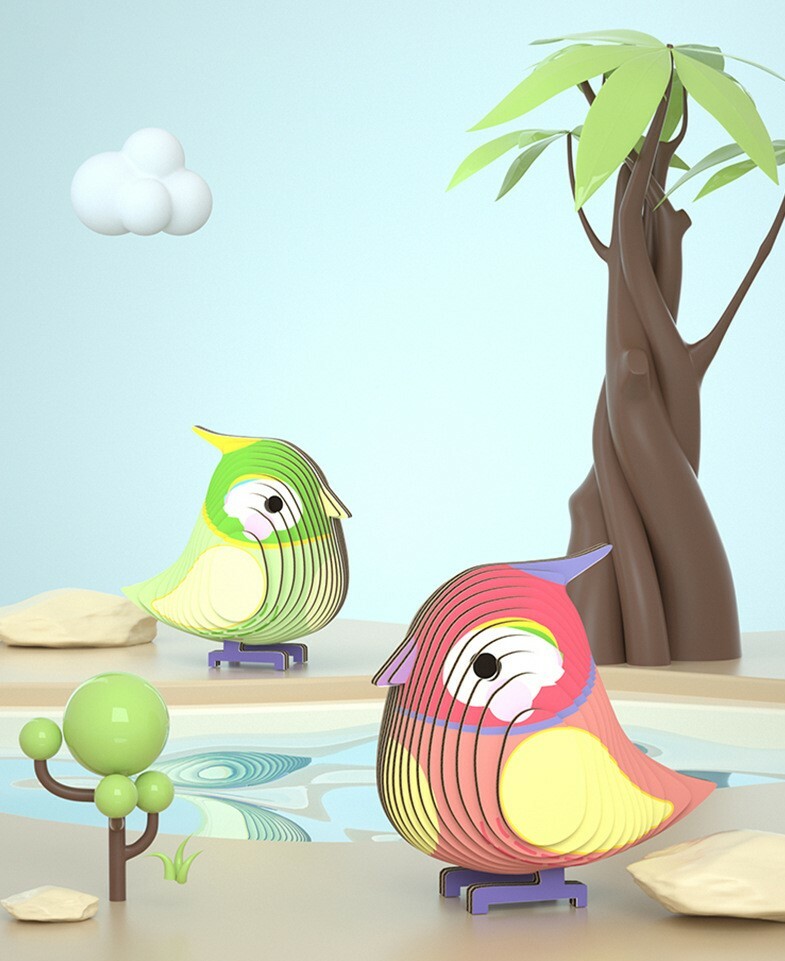 【只想造物】立體紙製拼圖小羽鳥款(5.5*3.6cm)-4款入