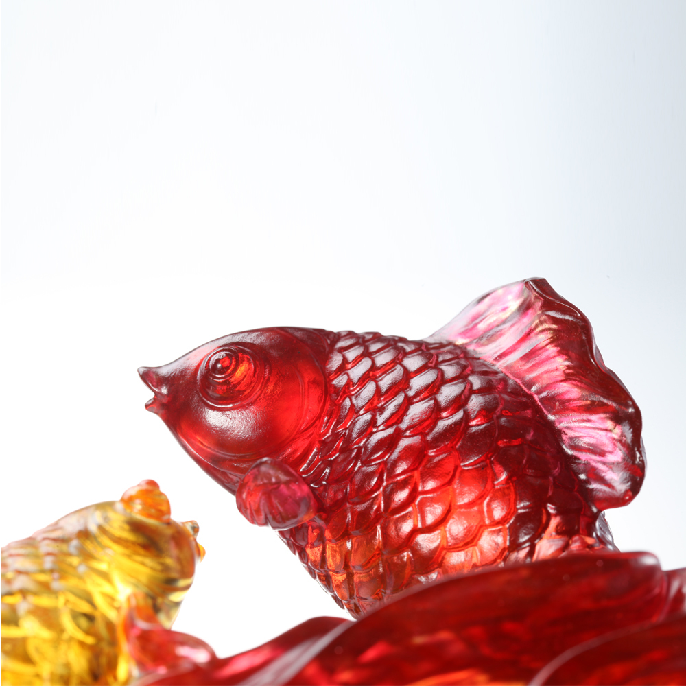 台湾 琉璃工房 ガラス置物 金魚 【LIULI 2016 520/2200】美品 琉璃工房LIULI 共進(金魚)