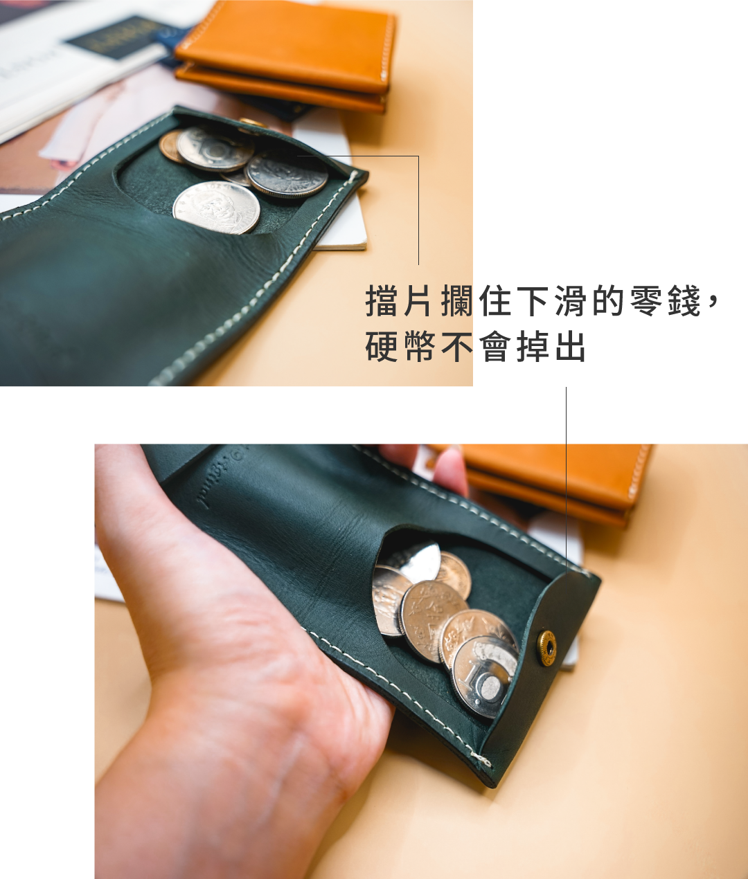 3D フリップ小銭入れコインバッグ本革小銭入れ小さな財布ホットスタンピング/エンボス加工でカスタマイズ可能 - コインケース・小銭入れ - 革