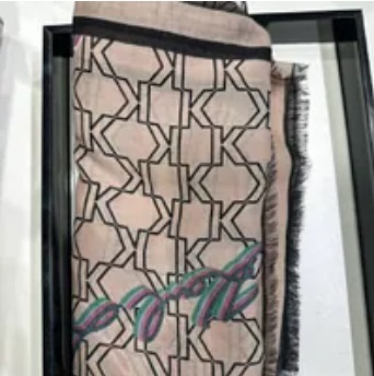 [S] KARL LAGERFELD K/MONOGRAM SIGNATURE SCARF,MULTI BOUCLE, 23FW3301-MULTI BOUCLE (SKL733)