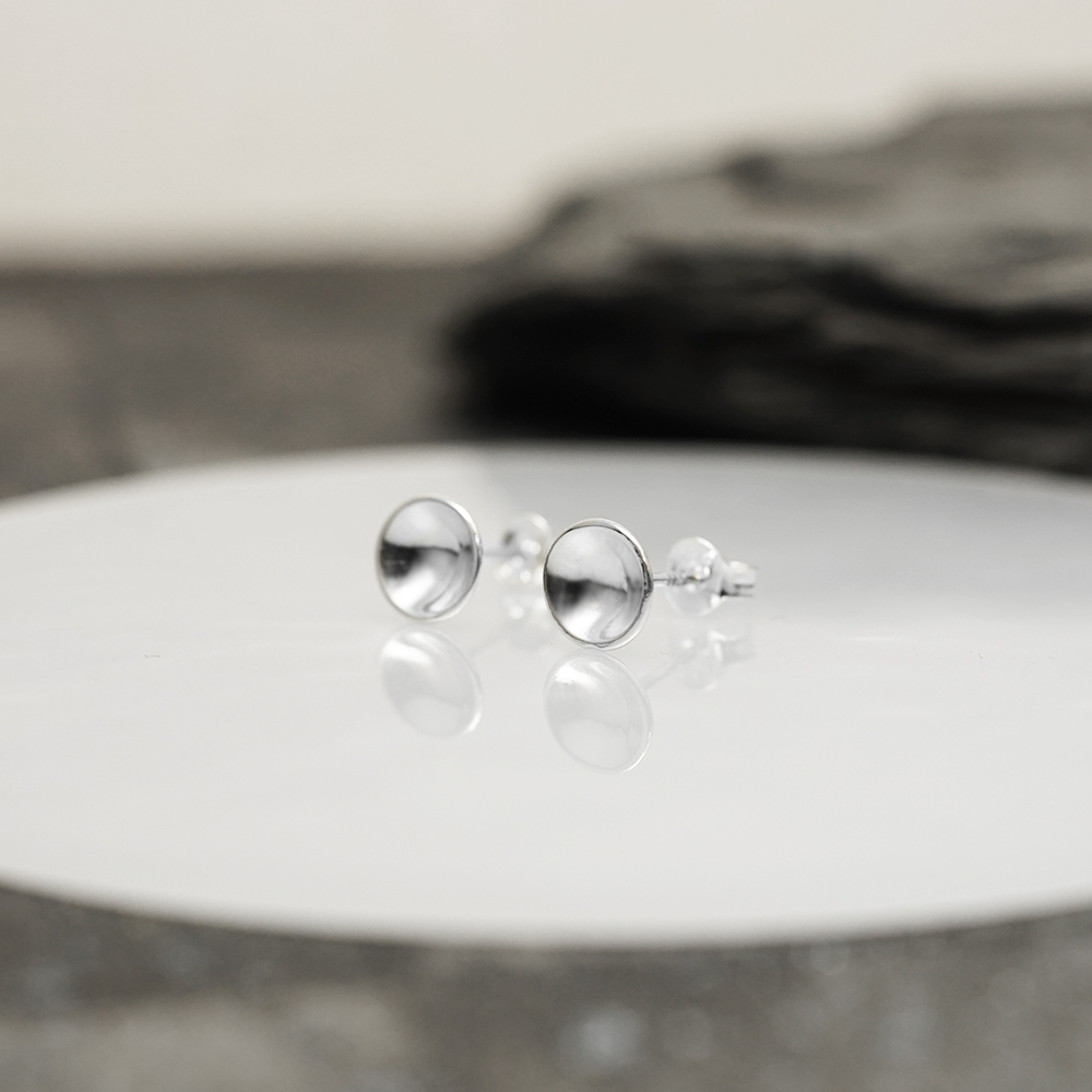 圓環經典系列耳環 凹面大款 925純銀 針式耳環
