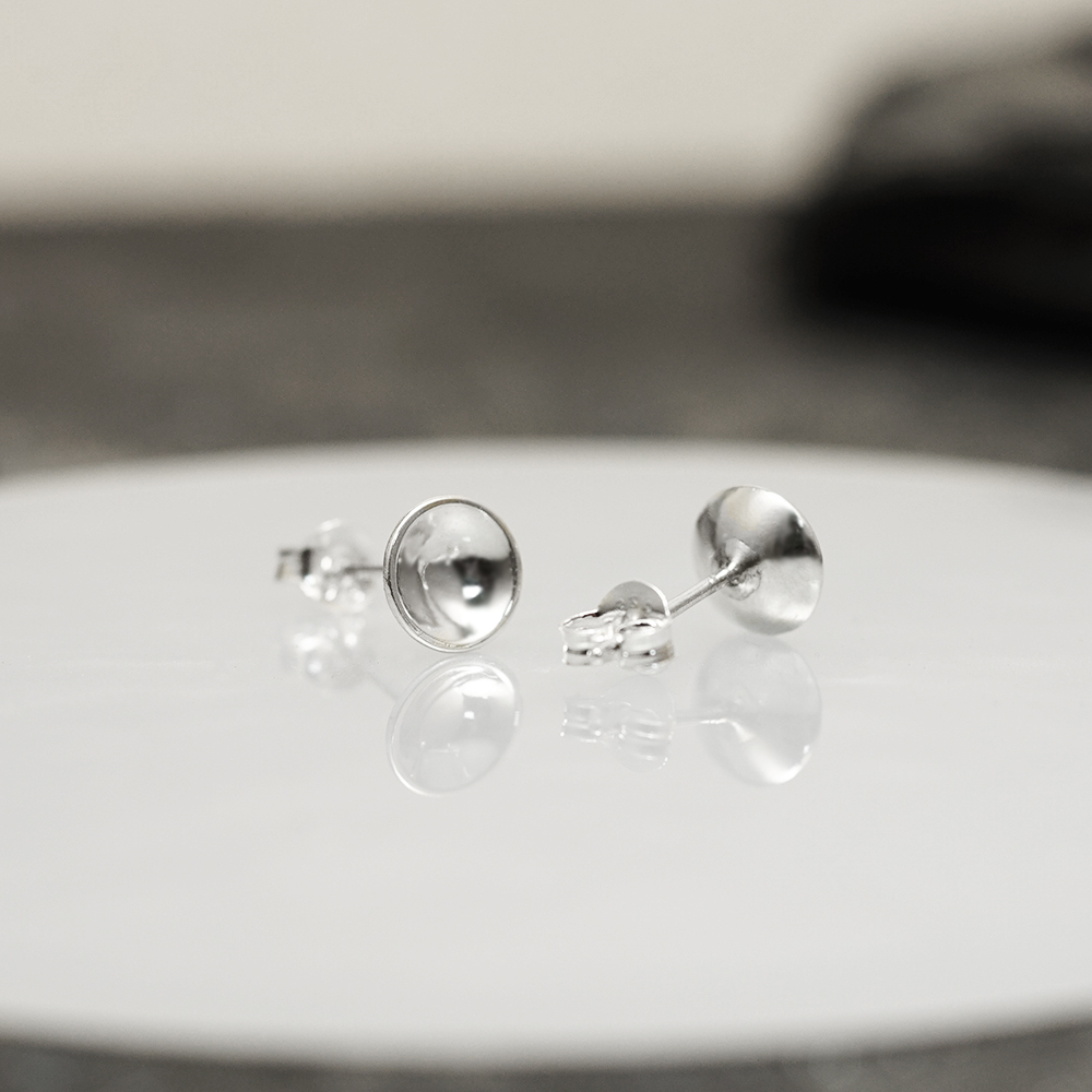 圓環經典系列耳環 凹面大款 925純銀 針式耳環