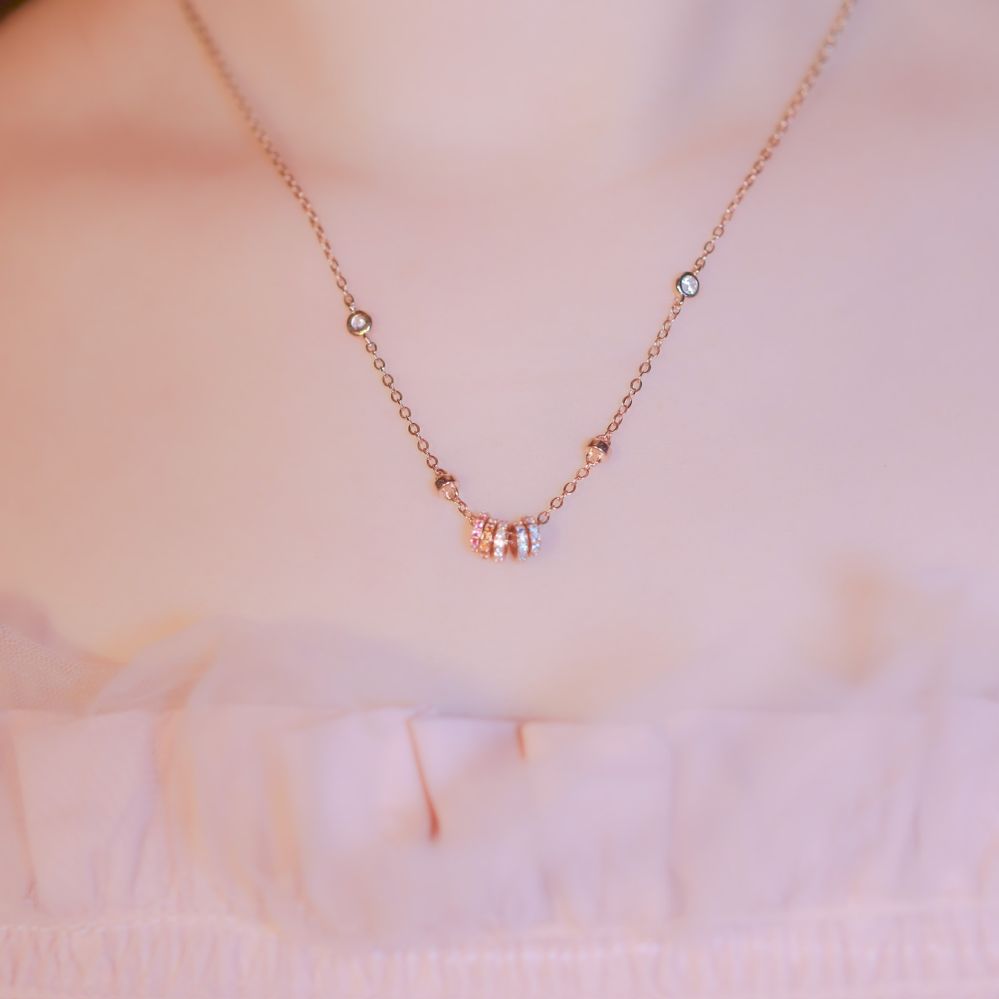| 925 Silver・White Gold・Rose Gold | Colourful Smile Necklace（Silver / Rose Gold) | NE0635 |