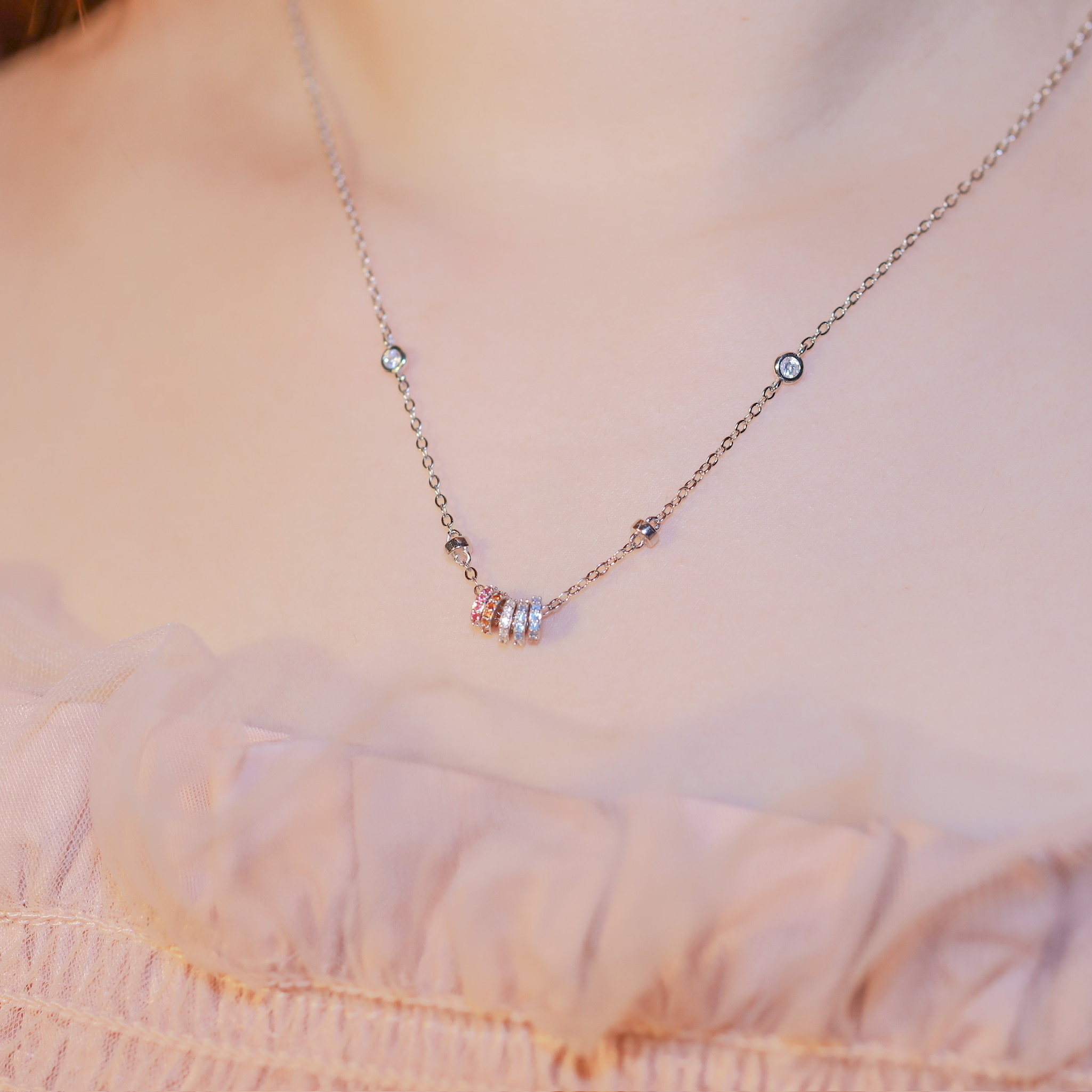 | 925 Silver・White Gold・Rose Gold | Colourful Smile Necklace（Silver / Rose Gold) | NE0635 |