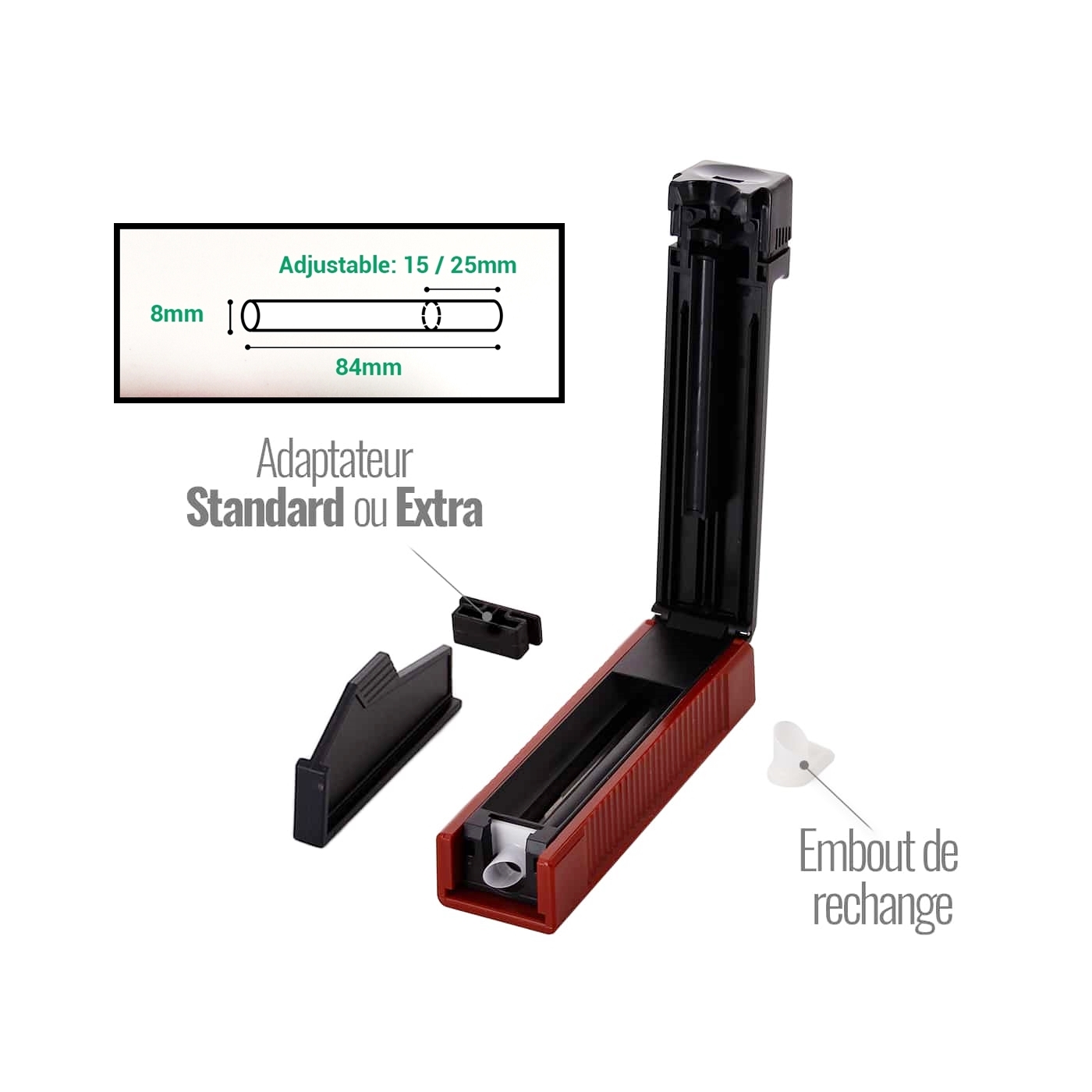 【Gizeh】德國原裝進口、8mm/粗煙專用、可調節濾嘴長度、手動拉煙器/填煙器 #Silver Tip Boy Plus #實用升級版