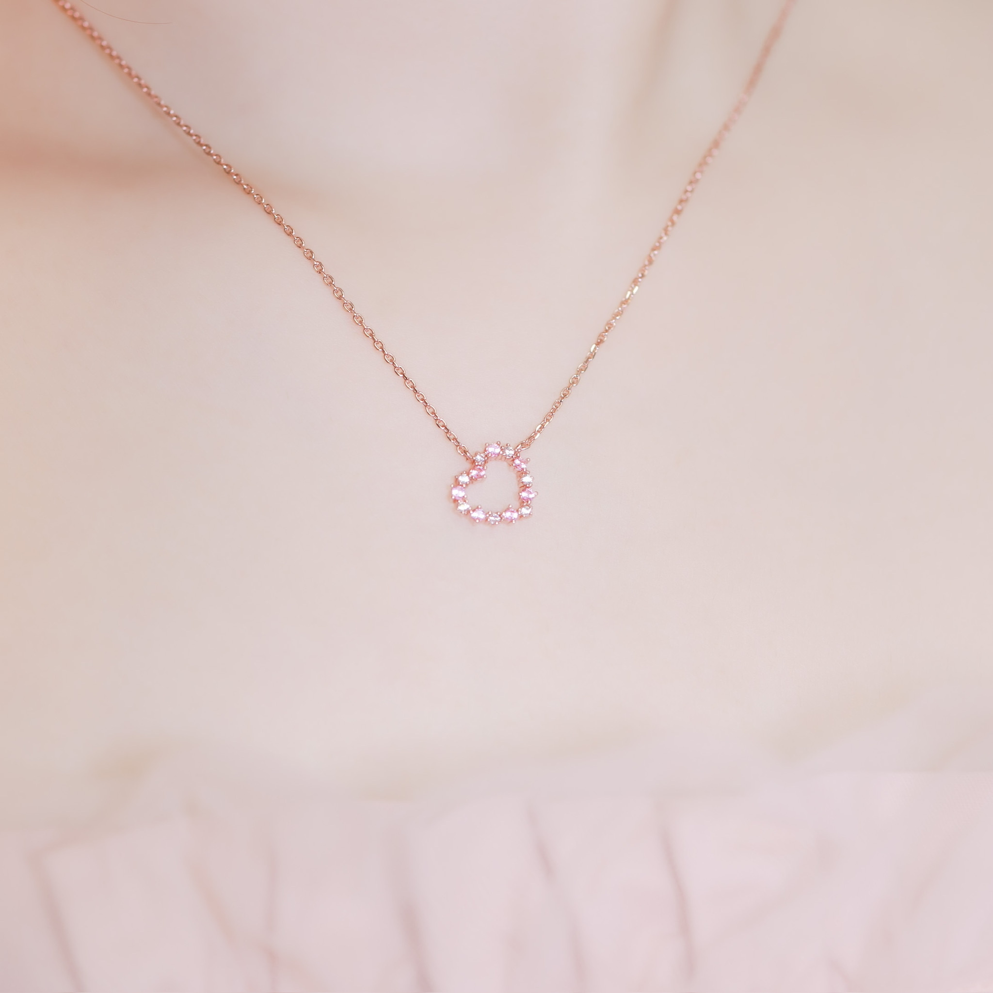 | 925純銀・厚鍍玫瑰金  | 甜蜜心心項鍊 | NE0844 |