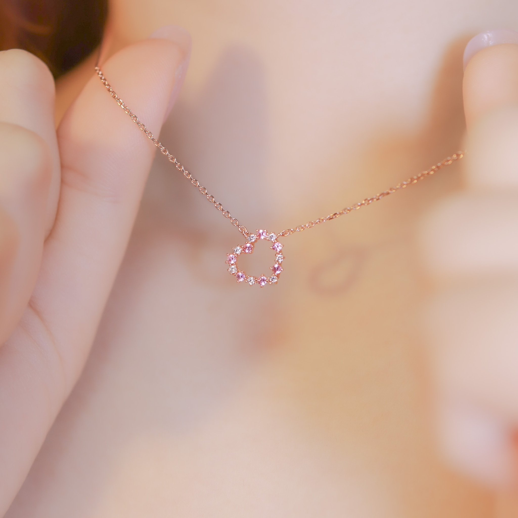 | 925純銀・厚鍍玫瑰金  | 甜蜜心心項鍊 | NE0844 |
