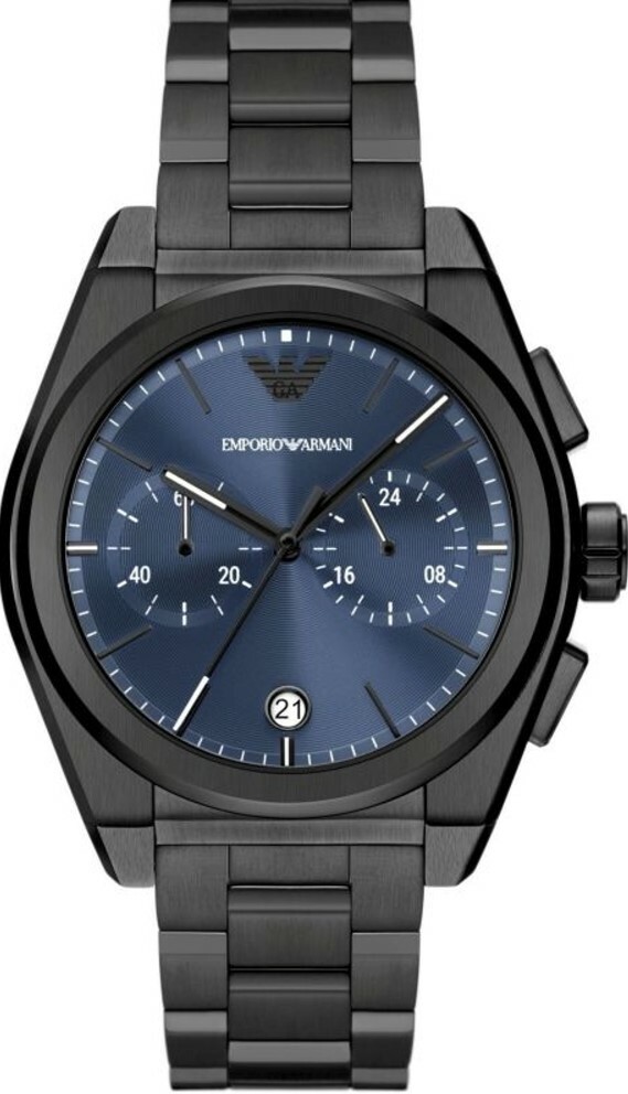 萬年鐘錶 - ARMANI  精品腕錶   全黑藍面經典不鏽鋼男錶 AR11561 錶徑43MM