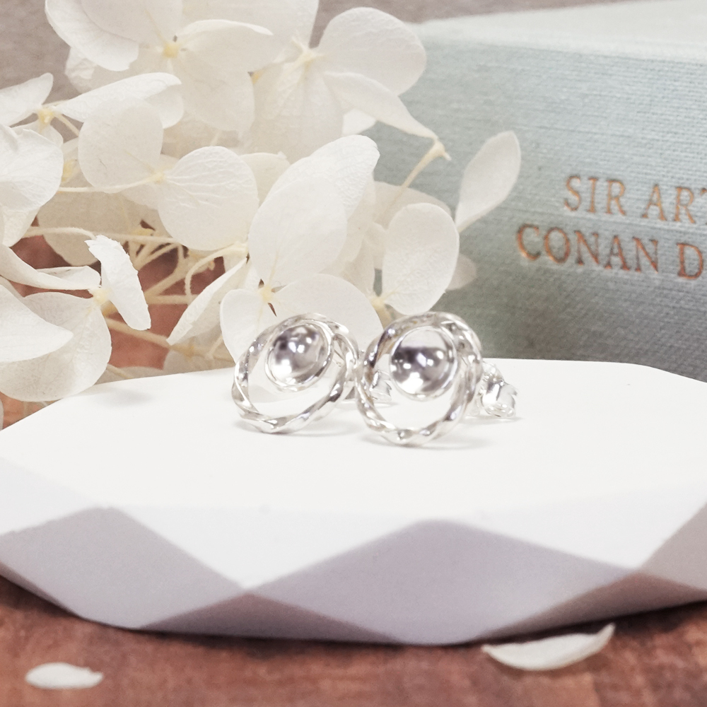 圓環經典系列耳環 麻花圓圈款 925純銀 針式耳環