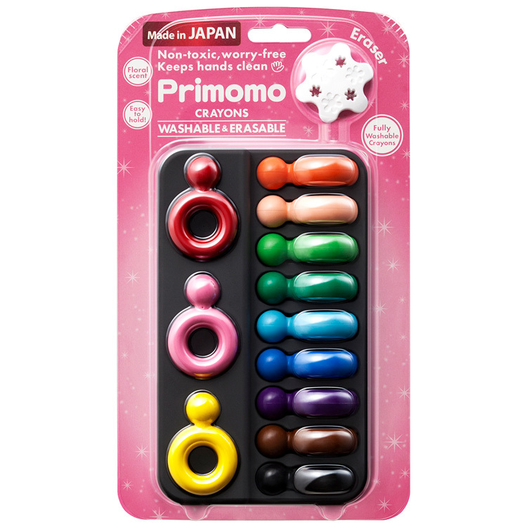 Primomo 普麗貓趣味蠟筆(皇后戒指)12色-附橡皮擦