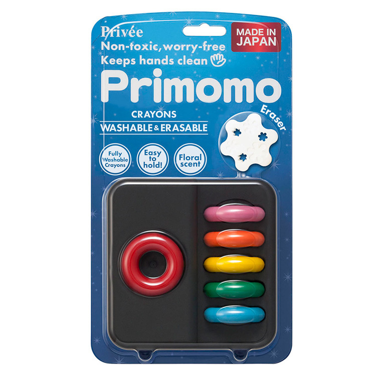 Primomo 普麗貓趣味蠟筆(圓圈型)6色-附橡皮擦