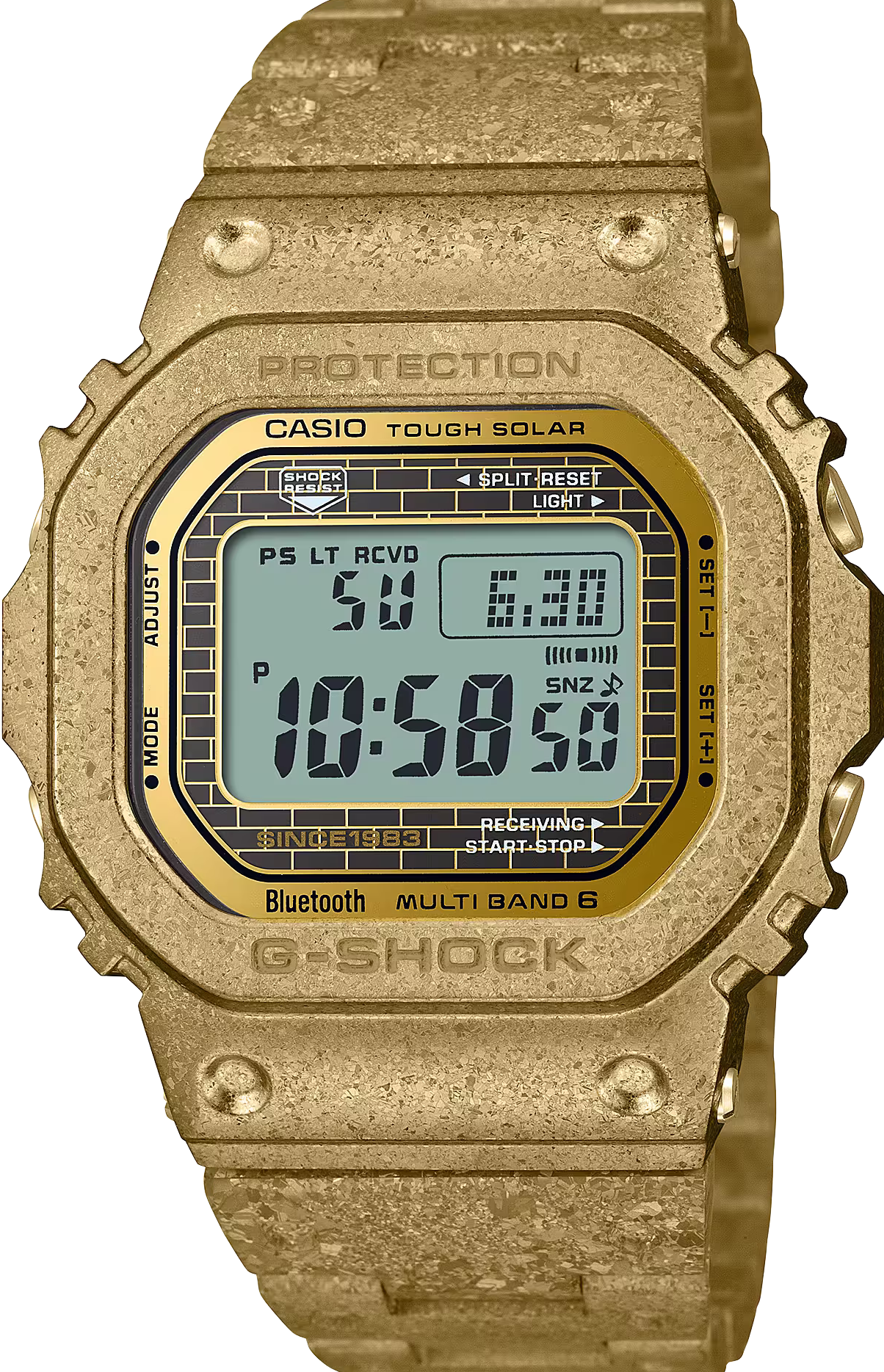 萬年鐘錶- G-SHOCK 40周年璀璨光芒全金結晶紋路太陽能藍芽電波電子錶