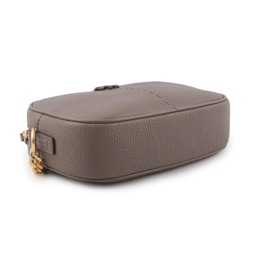 【TORY BURCH】McGraw 荔枝皮革拉鍊相機包(楓樹棕) 147578 963