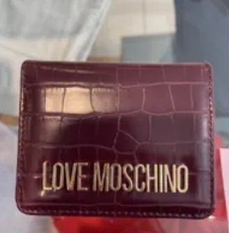 [S] LOVE MOSCHINO LOGO LETTERING WALLET,MAROON, 8058051698310 (SLM165)