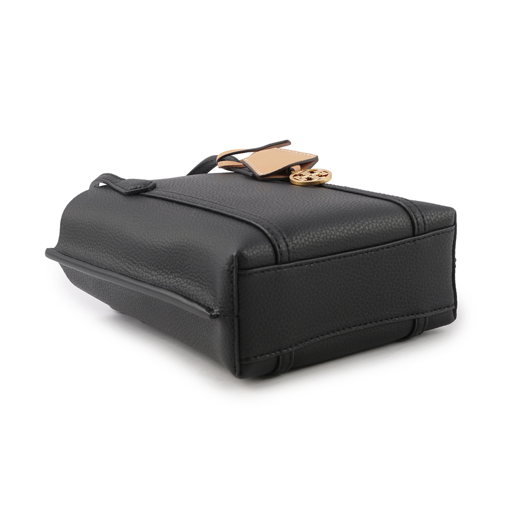 【TORY BURCH】Perry 荔枝皮革三層迷你托特包(黑色) 142616 001