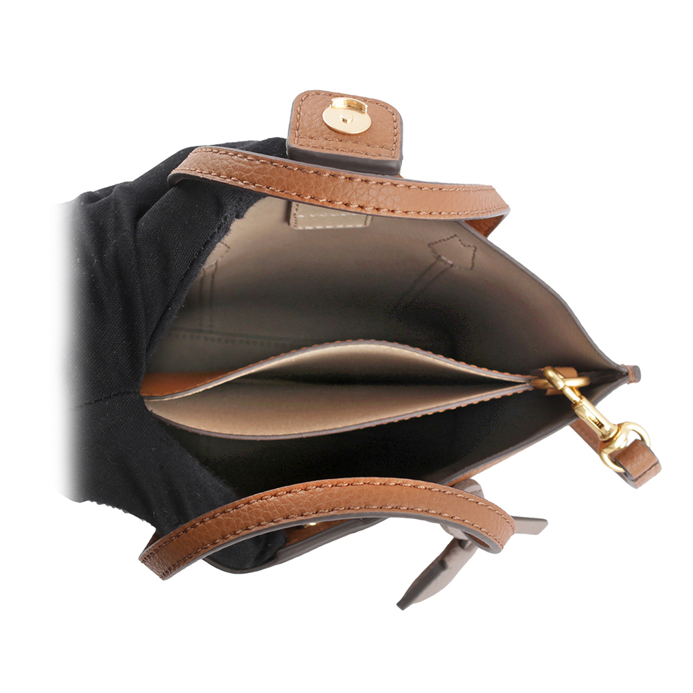 【TORY BURCH】Perry 荔枝皮革三層迷你托特包(淺茶色) 142616 905