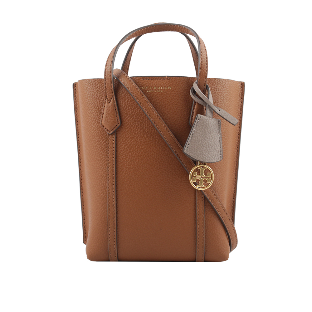 【TORY BURCH】Perry 荔枝皮革三層迷你托特包(淺茶色) 142616 905