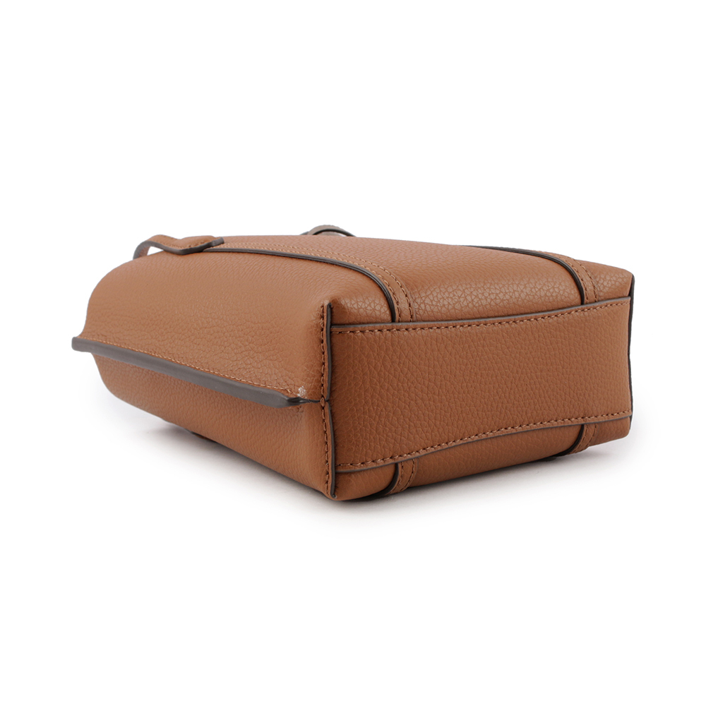 【TORY BURCH】Perry 荔枝皮革三層迷你托特包(淺茶色) 142616 905