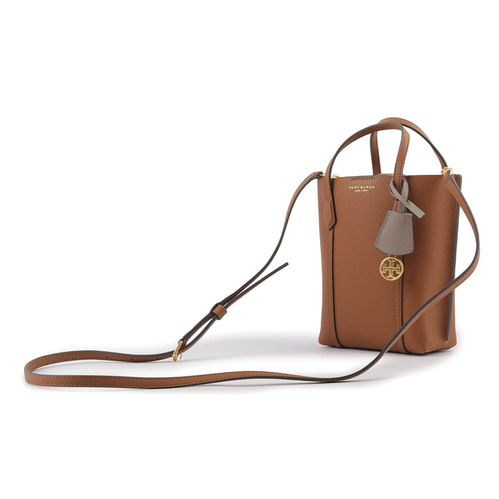 【TORY BURCH】Perry 荔枝皮革三層迷你托特包(淺茶色) 142616 905