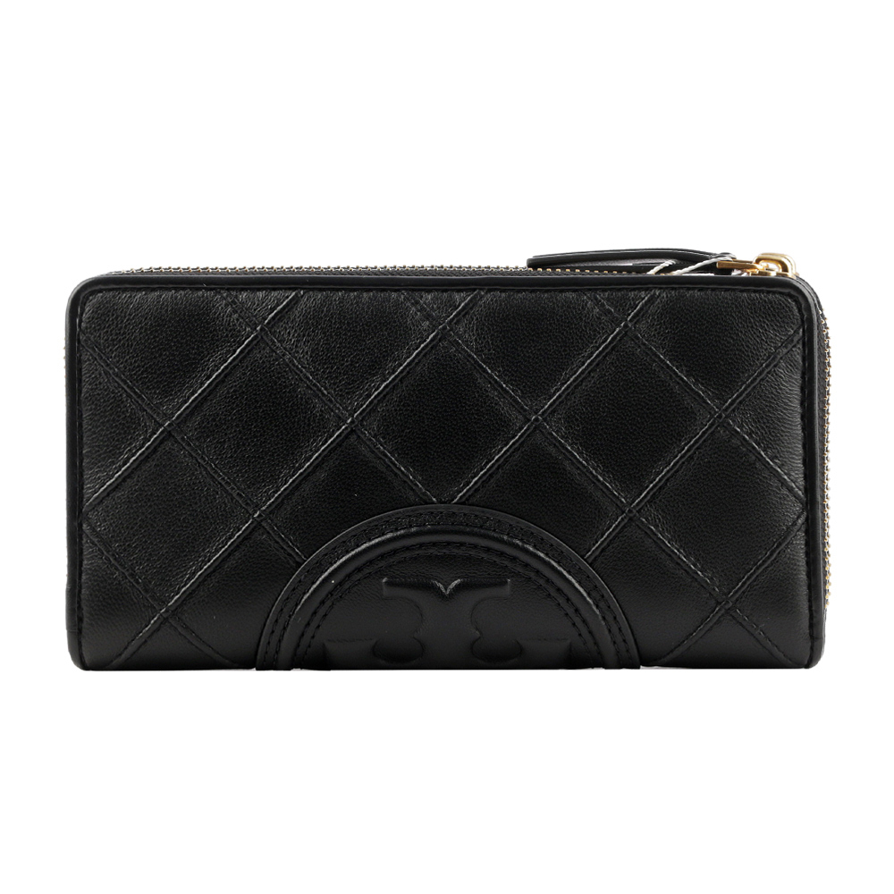 【TORY BURCH】Fleming 菱格紋設計ㄇ形拉鍊長夾(黑色) 140344 001