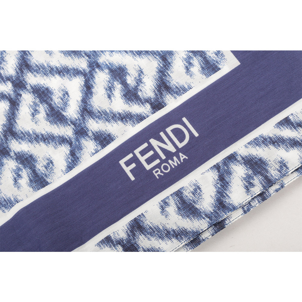 【FENDI】FF Logo 棉質及真絲圍巾/披肩(藍色) FXS716 AN9O F0QV9