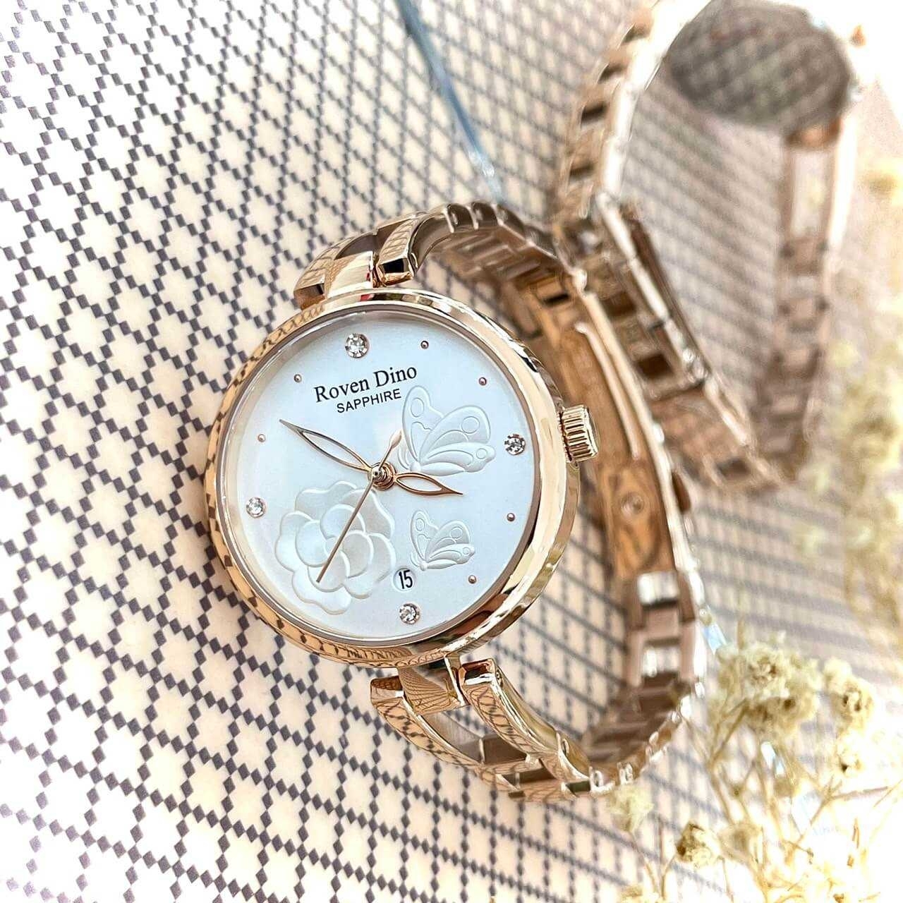 【Roven Dino羅梵迪諾】立體浮雕面板特殊手環式錶帶 RD788RG 28mm 現代鐘錶