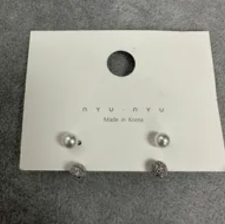 [S] NYU.NYU DOUBLE DROP PEARL & SPARKLE EARRINGS,SILVER, SNN220 (SNN220)