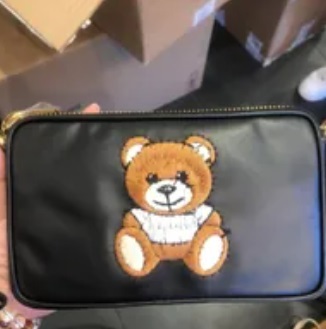 [S] MOSCHINO EMBROIDERED BEAR POUCH,BLACK, 667112256345 (SM624)