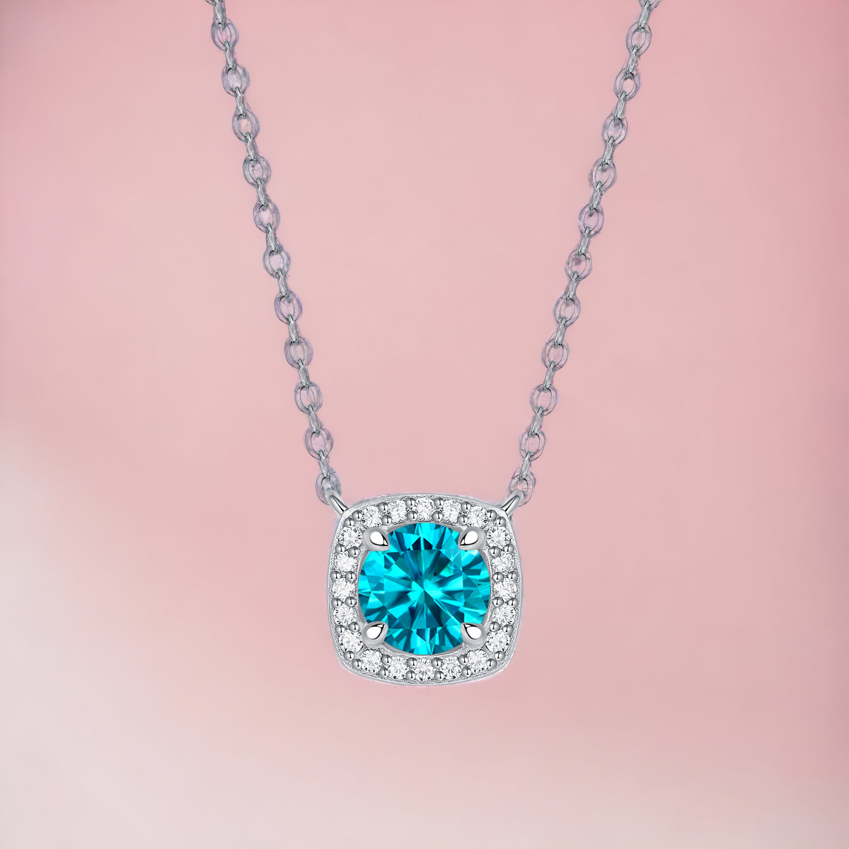 【星辰】光影-莫桑石項鍊(1ct) (白鑽、藍鑽)