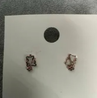 [S] NYU.NYU BEAR EARRINGS,ROSE GOLD, SNN223 (SNN223)