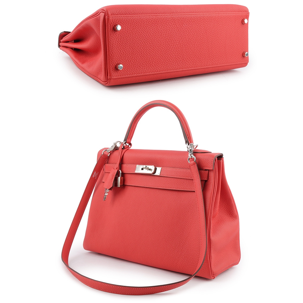 【HERMES】Togo皮 銀釦 Kelly 32cm (牡丹紅) H028747CK 2R