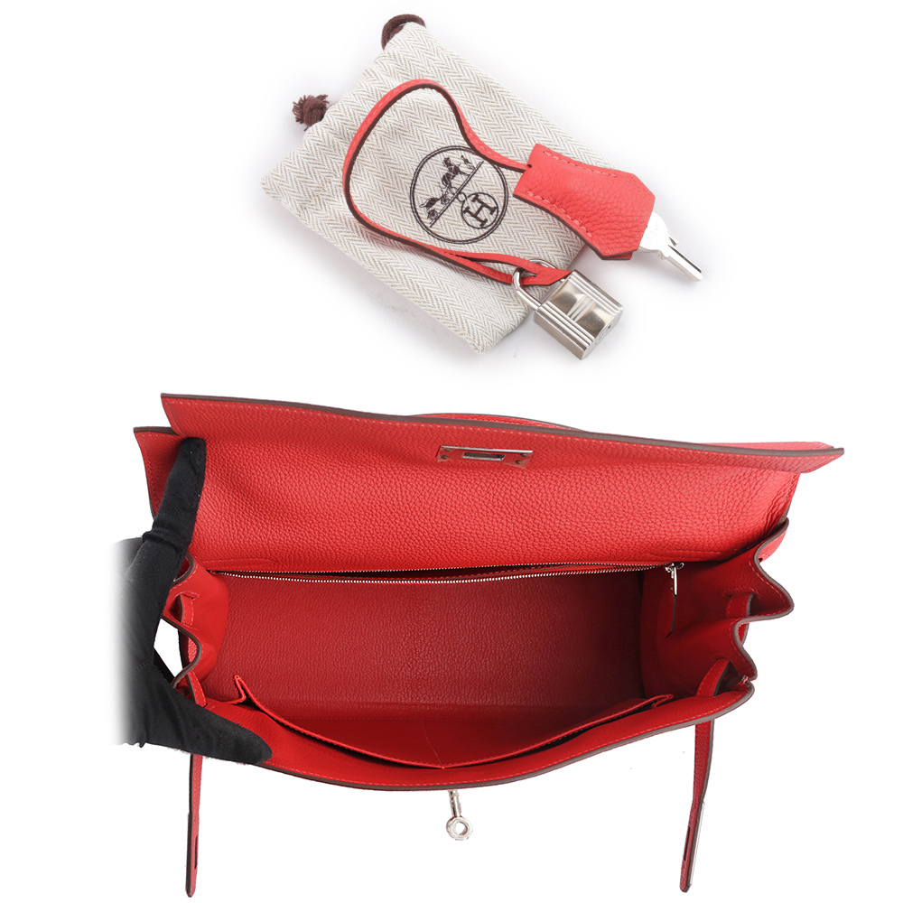 【HERMES】Togo皮 銀釦 Kelly 32cm (牡丹紅) H028747CK 2R