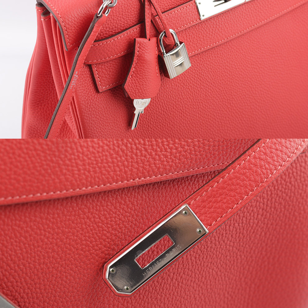 【HERMES】Togo皮 銀釦 Kelly 32cm (牡丹紅) H028747CK 2R