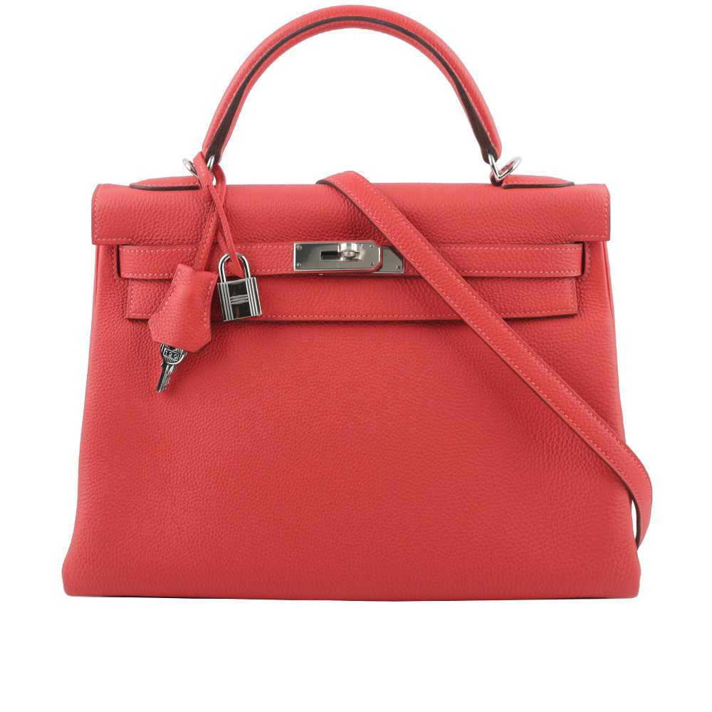 【HERMES】Togo皮 銀釦 Kelly 32cm (牡丹紅) H028747CK 2R