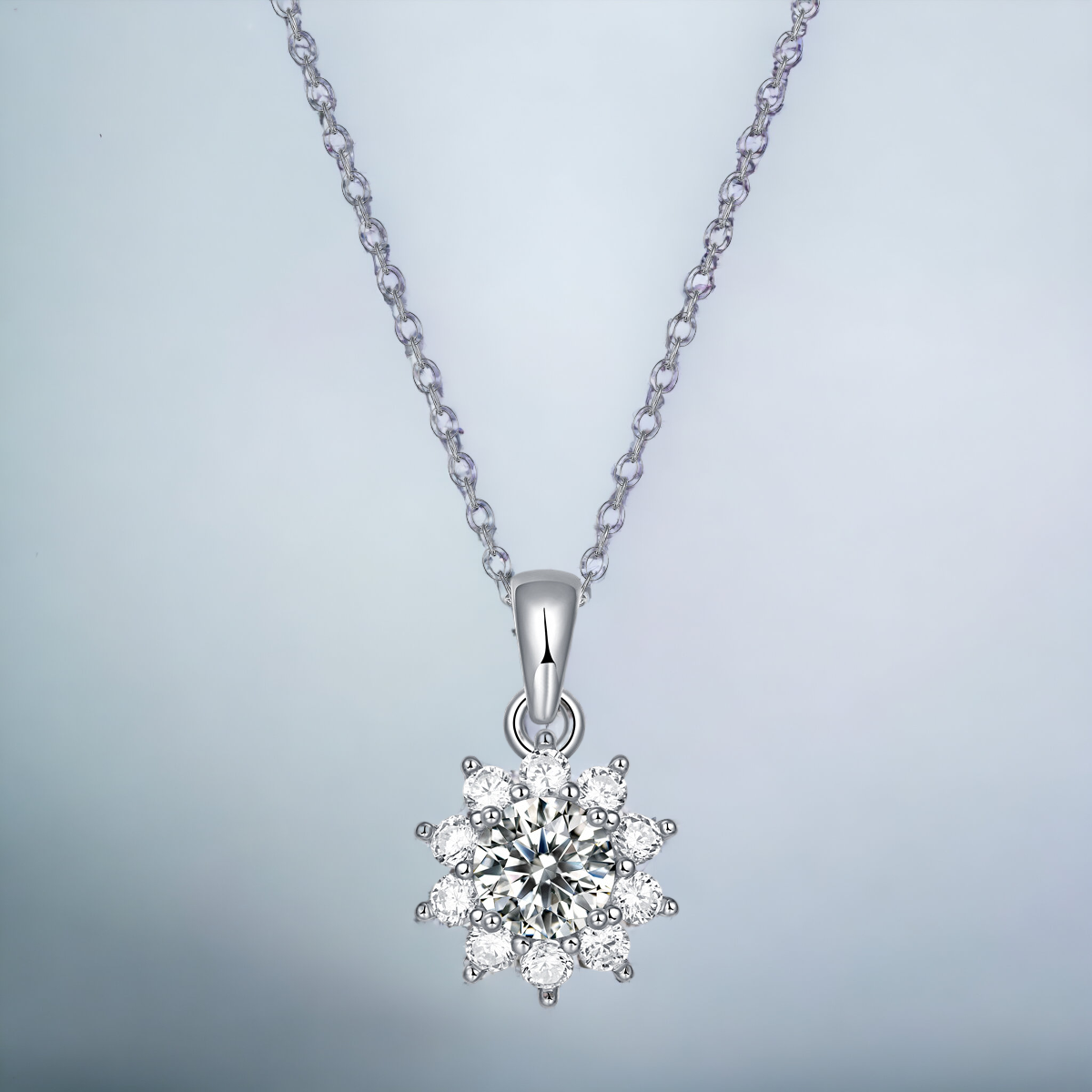 【星辰】太陽花-莫桑石項鍊(1ct)