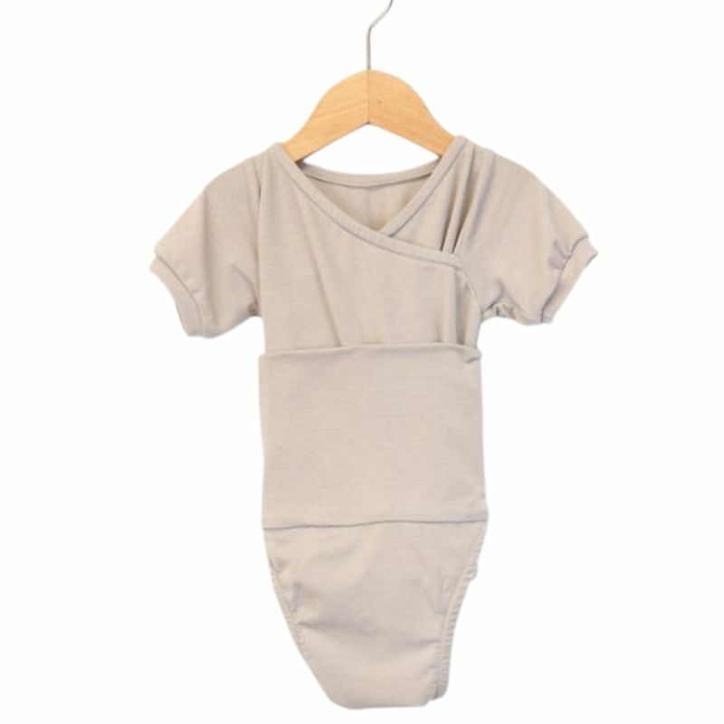 短袖-岩石灰-喀什米爾羊毛微莫代爾混紡 | LOOPBODY包屁衣