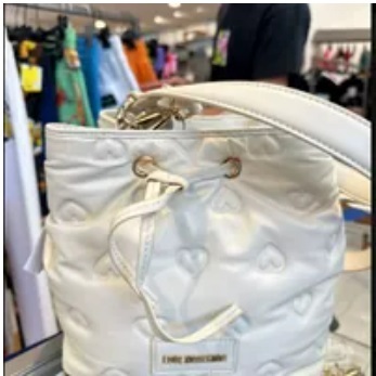 [S] LOVE MOSCHINO JC4043PP1FLD0110 EMBOSSED HEART BUCKET BAG,WHITE, 8058051679586 (SLM178)