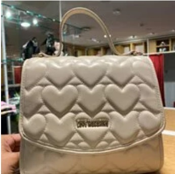 [S] LOVE MOSCHINO HEART QUILTED SLING/HAND BAG,WHITE, 8051578887755 (SLM180)