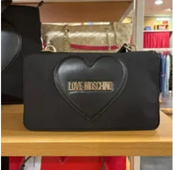 [S] LOVE MOSCHINO BIG HEART LOGO SQUARE HAND/SHOULDER BAG,BLACK, 8054400641518 (SLM181)