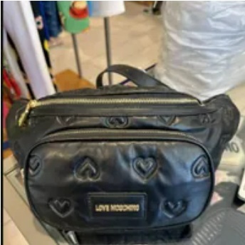 [S] LOVE MOSCHINO JC4039PP1FLD0000 EMBOSSED HEART BELT BAG,BLACK, 8058051567005 (SLM182)