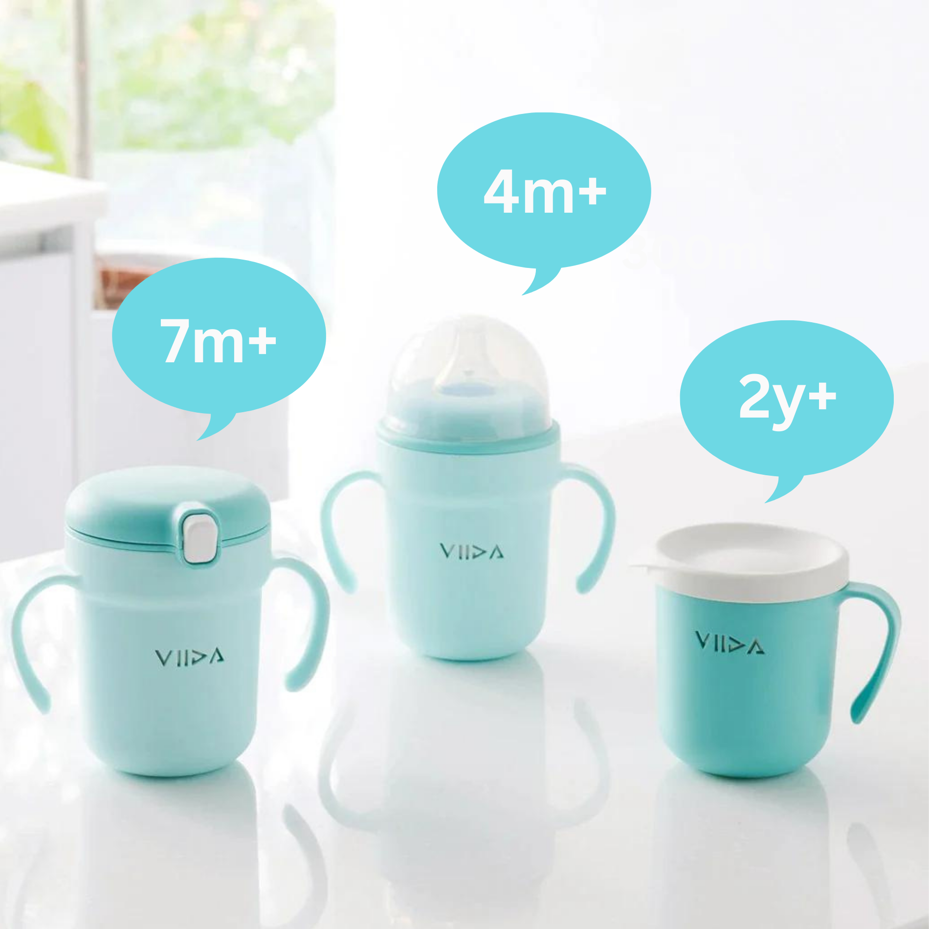 Viida Soufflé Antibacterial Stainless Steel 3-Stage Training Cup Set - Sippy Cup & Spout Cup