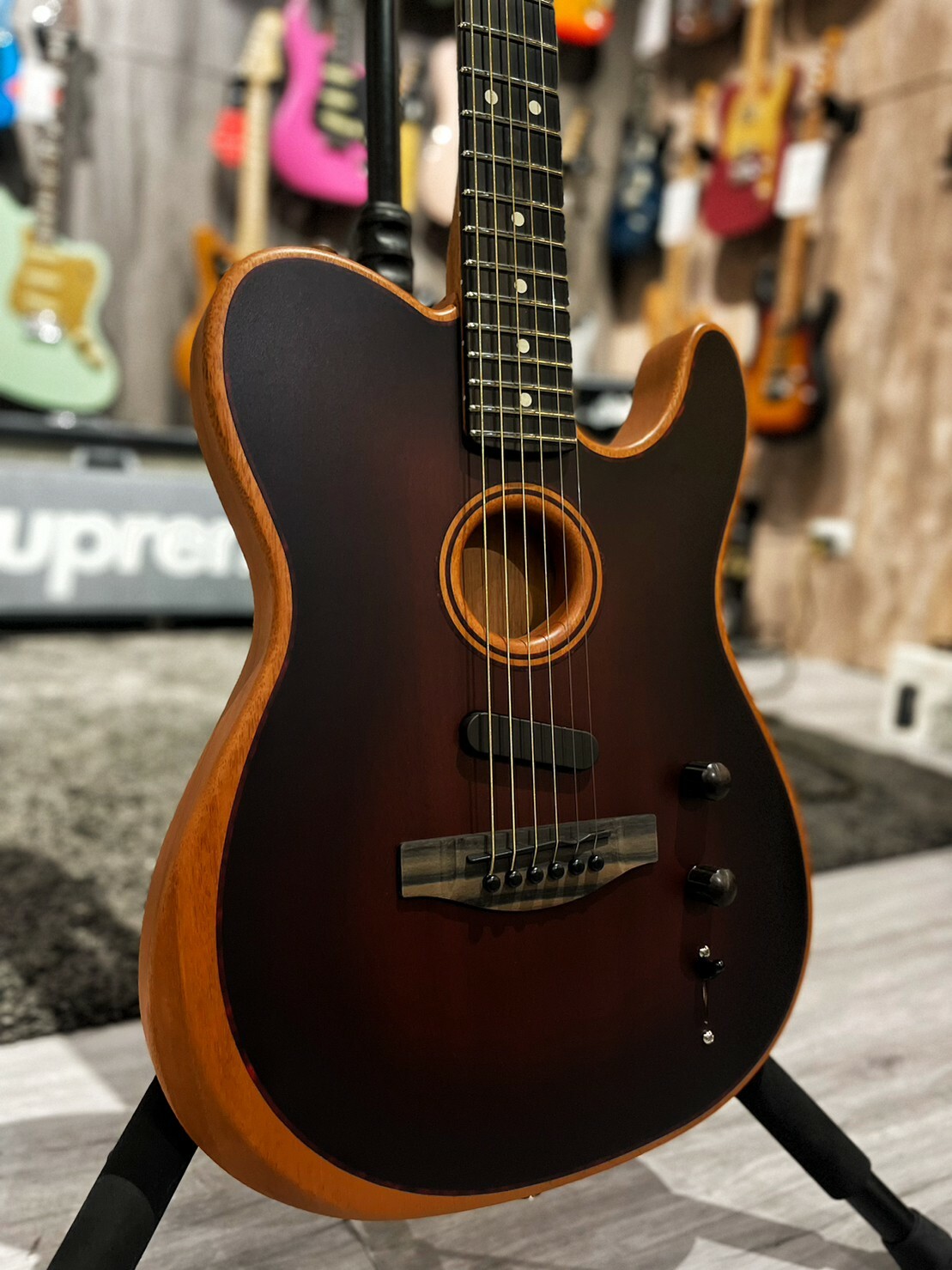 Fender AM Acoustasonic Tele All-Mahogany Bourbon Burst 公司貨【宛伶樂器】