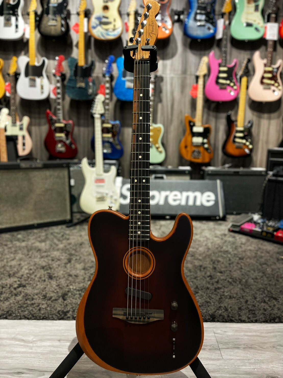 Fender AM Acoustasonic Tele All-Mahogany Bourbon Burst 公司貨【宛伶樂器】