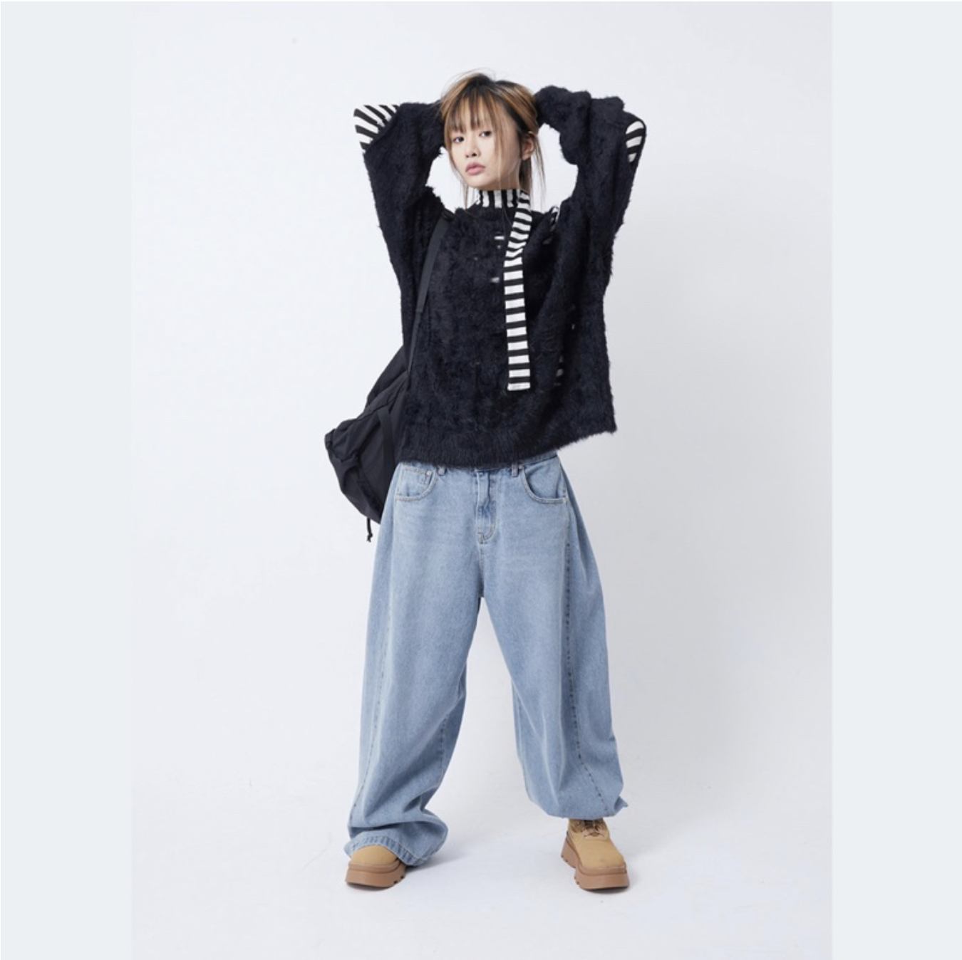 🇰🇷RAUCOHOUSE 金屬調節扣 牛仔褲 氣球褲 日系寬褲 長褲 闊腿