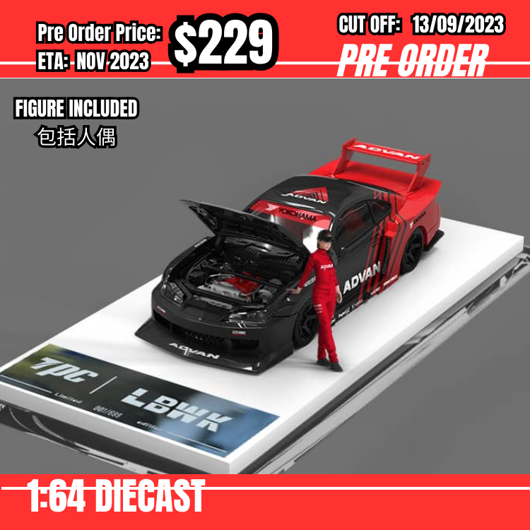 PO-$229 * Time Micro  * 1:64 Nissan Silvia S15 LB Super Silhouette Advan w/figure [OD06/09]