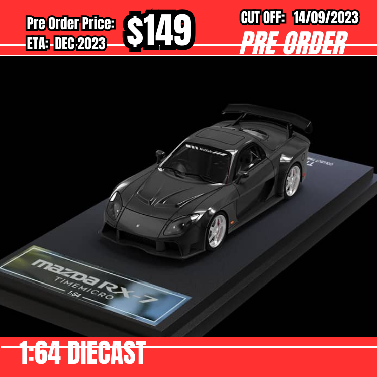 PO-$149 * Time Micro  * 1:64 Mazda RX7 Veilside Black [OD06/09]