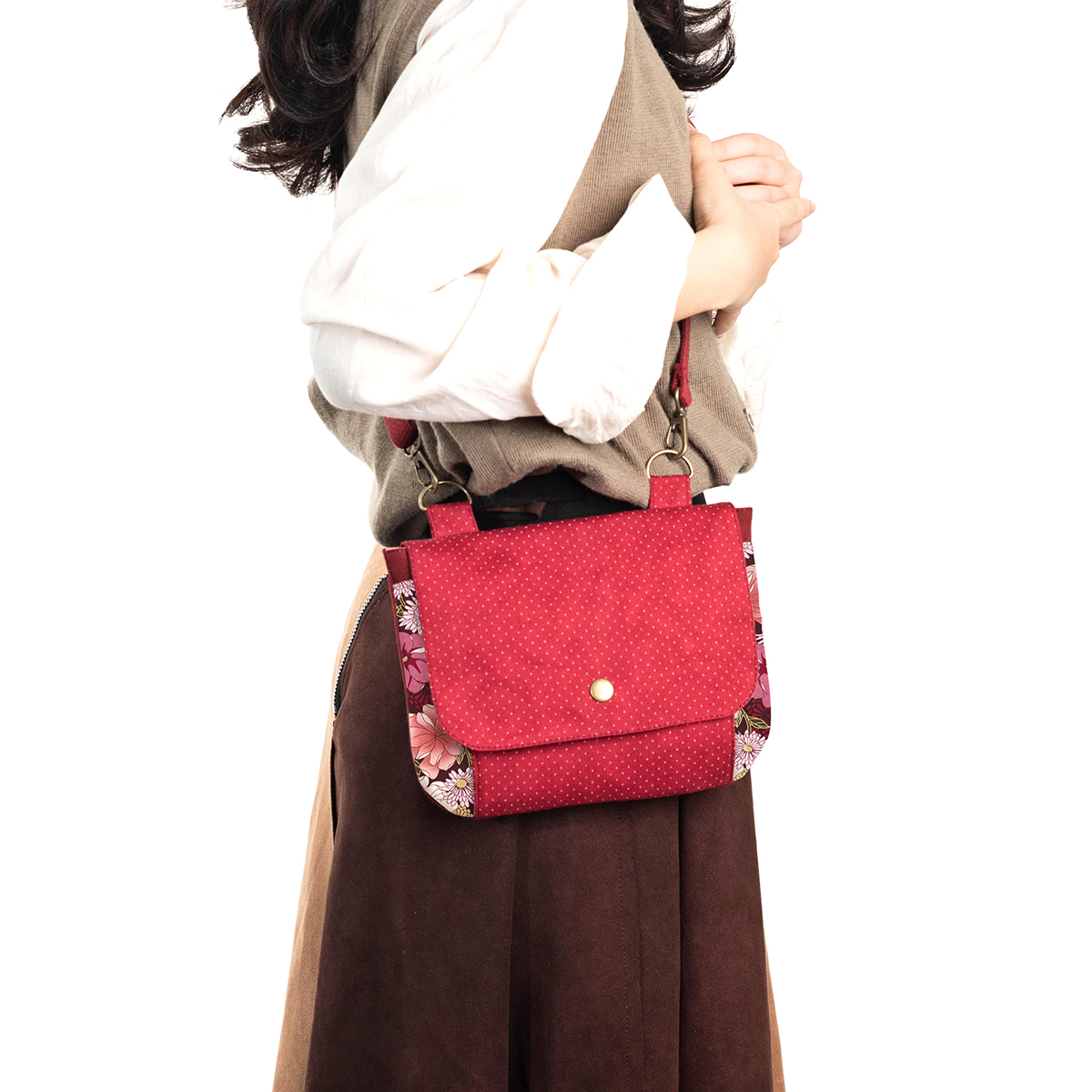 多層口袋小巧側背包(材料包)有2色可選購